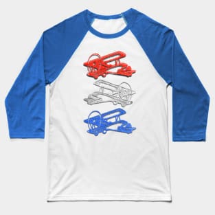 Red White and Blue Prop Engine Airplanes Baseball T-Shirt